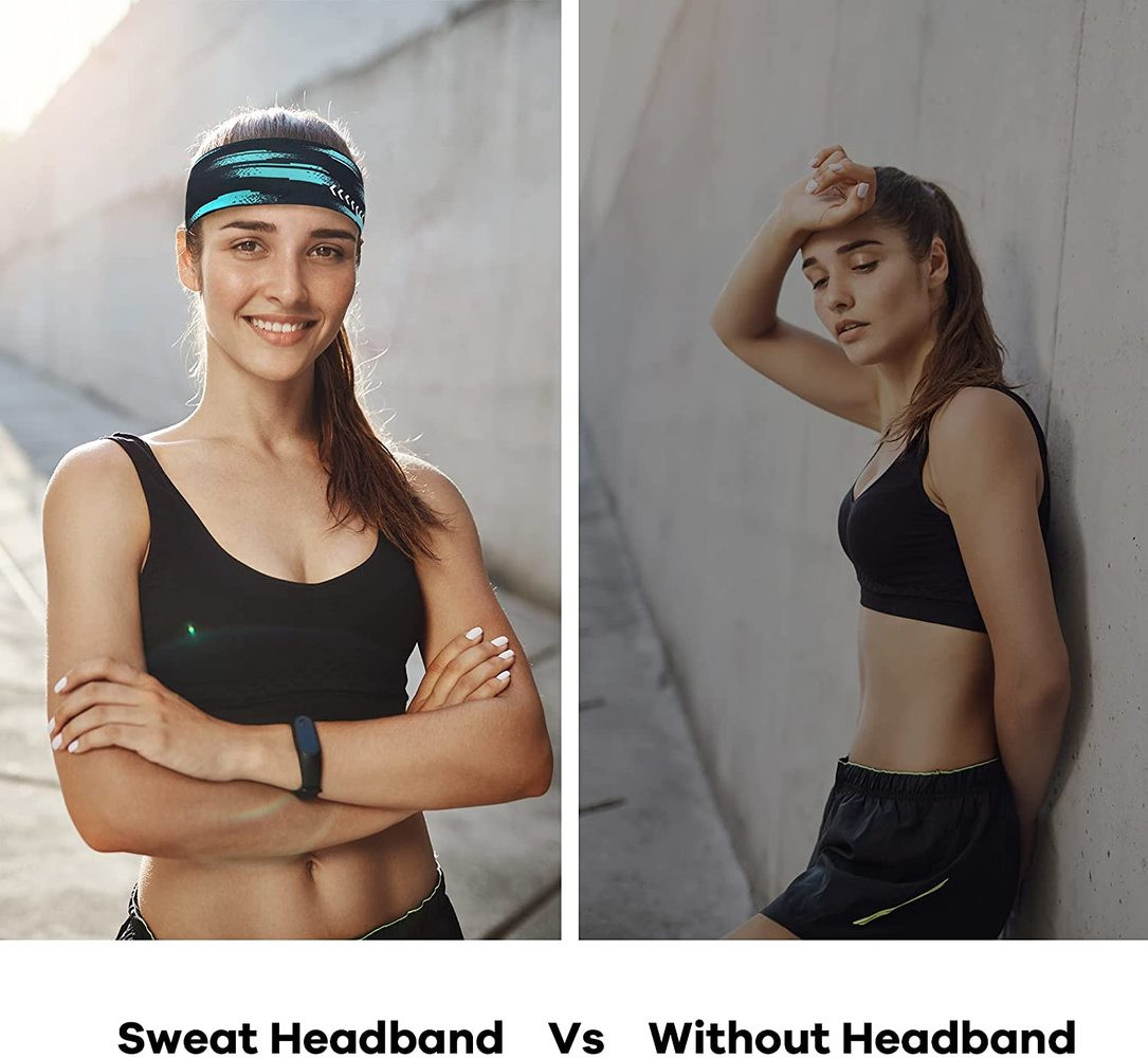 Reflective Sport Headband Moisture Wicking Hair Band for Running Cycling Yoga