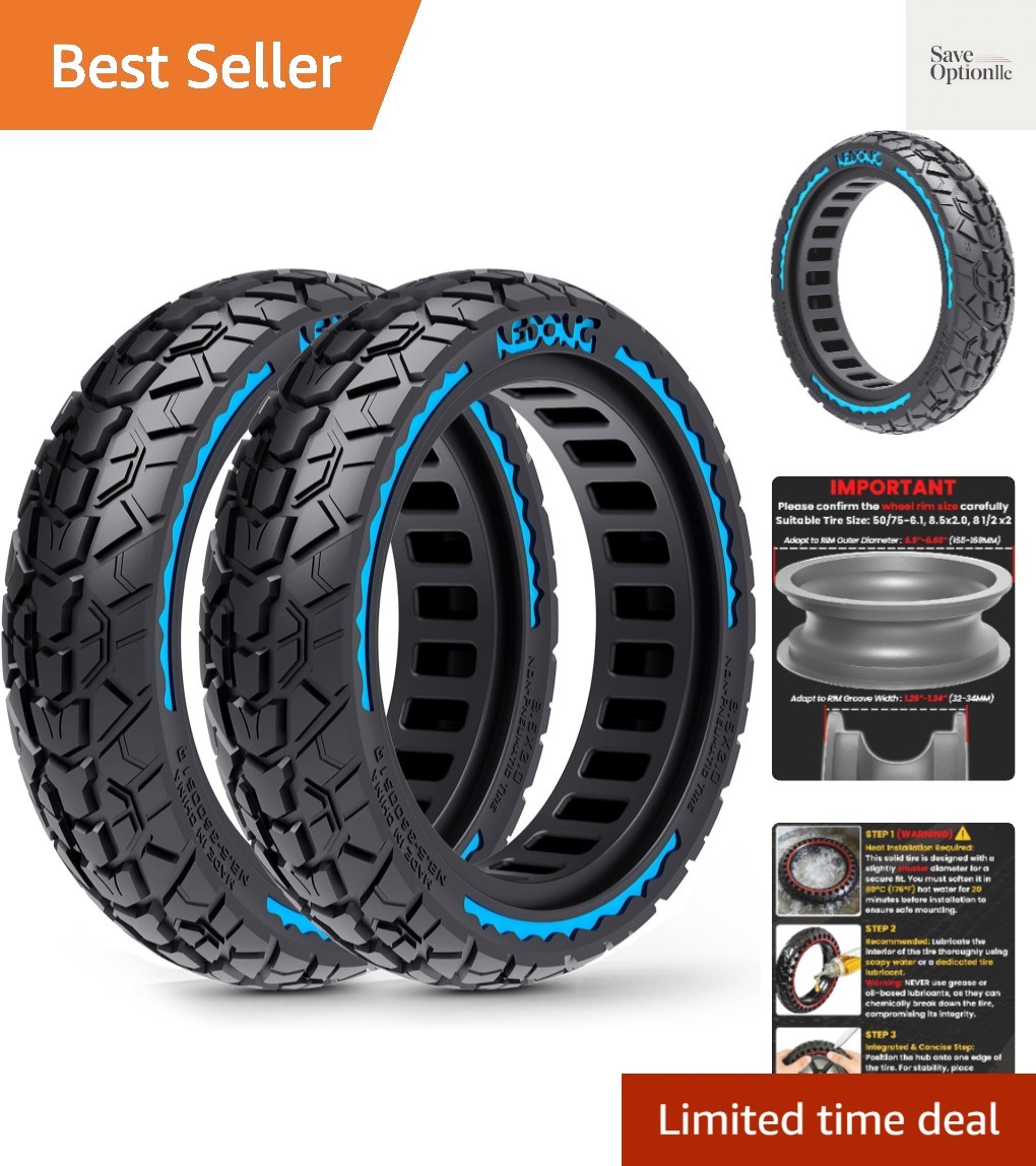 8.5×2.0 50/75-6.1 Solid Tires for Electric Scooter, 2 Pack | Airless; Punctur…