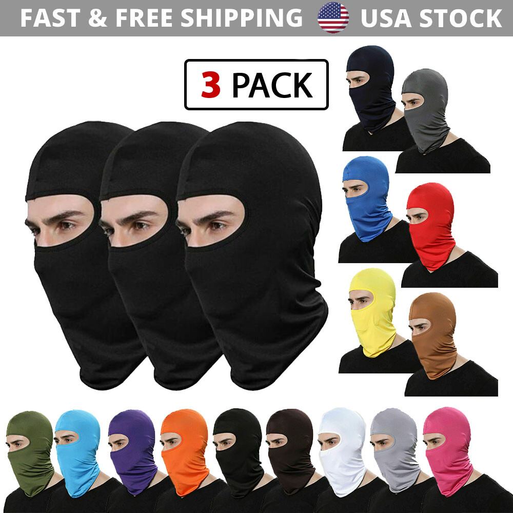 3 Pack Tactical Balaclava Thin Full Face Mask Lightweight Motorcycle Warmer Ski
