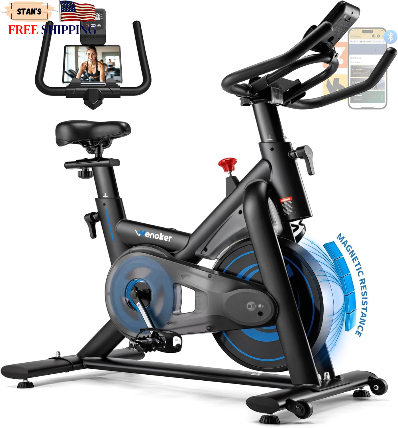 Exercise Bike for Home – 350LB Magnetic Resistance Indoor Cycling Bike Silent S