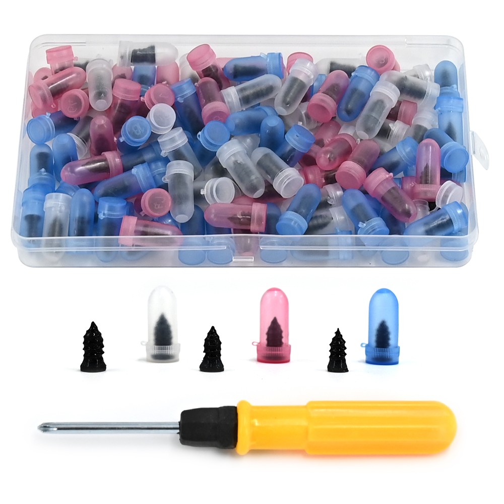 100Pcs Tire Repair Rubber Nails Tyre Puncture Repair Screws Kit with Screwdriver