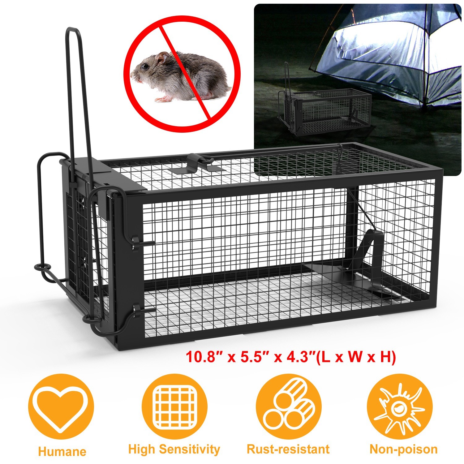 Rat Trap Cage Humane Live Rodent Trap Cage Metal Mice Mouse Control Bait Catch