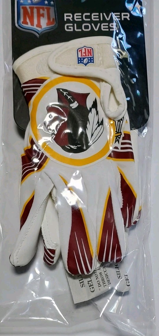 Washington Redskins Old Logo Wide Receiver Gloves Made by Franklin Various Sizes