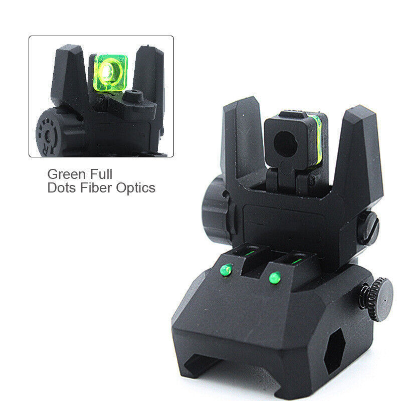 Foldable Iron Sights Flip-up Front and Rear Sight Fiber Optics Dual Aiming Mode