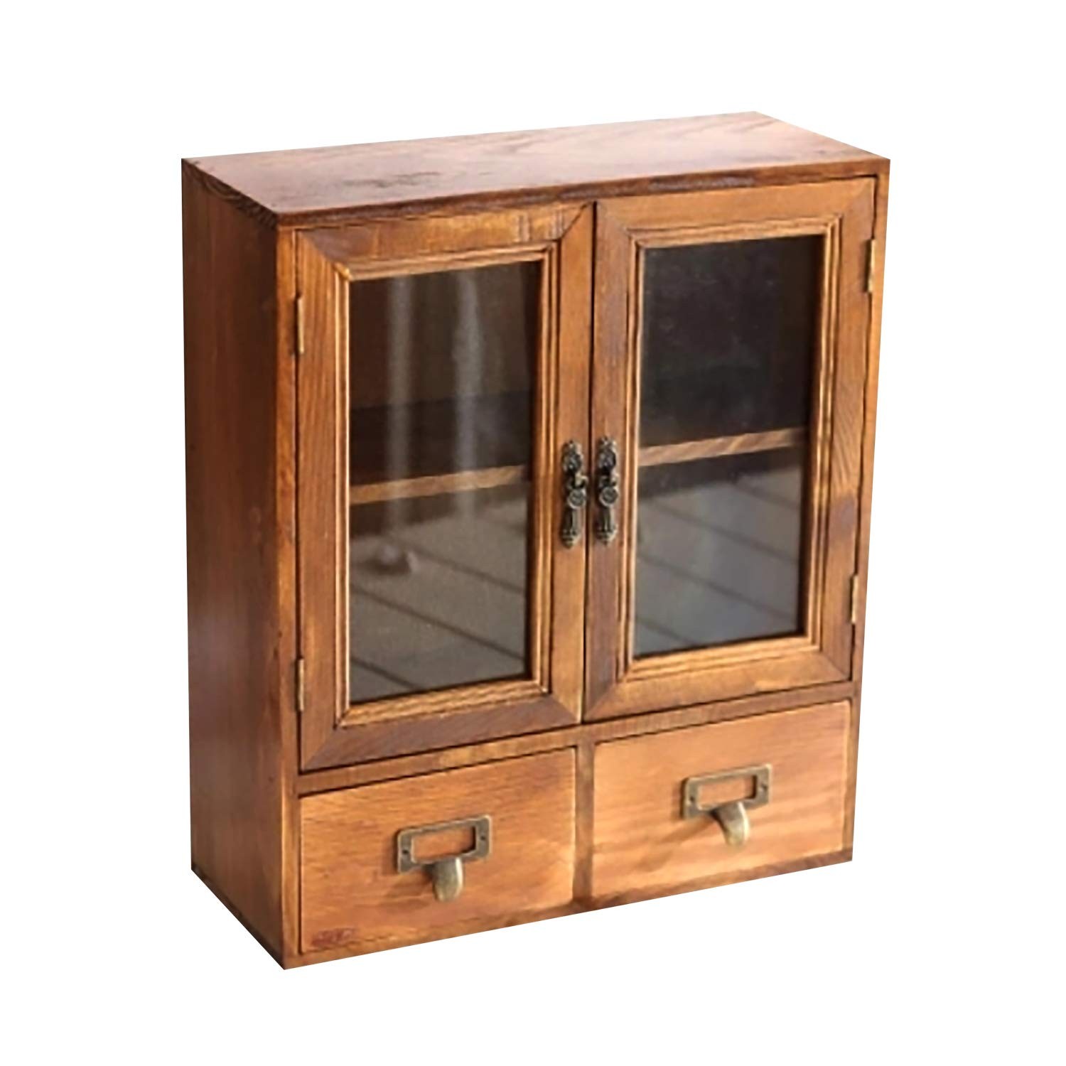 Wood Storage Cabinet with Clear Display Door – 12″x14″x5″ Wall Shelf – Candle…