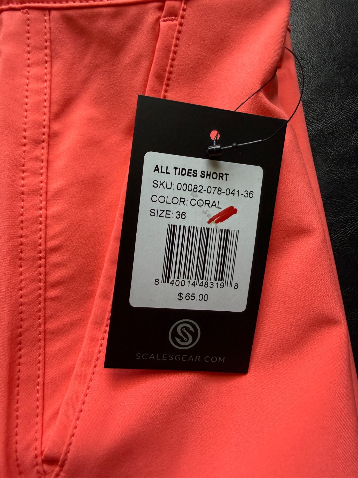 NWT MEN’S SCALES ALL TIDES SHORTS, SIZE: 36, COLOR: CORAL (M6.4)