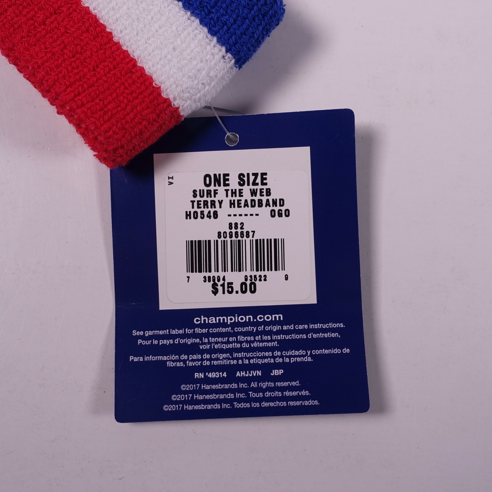 Champion Terry Headband Unisex Adult H0546 Blue/White/Red