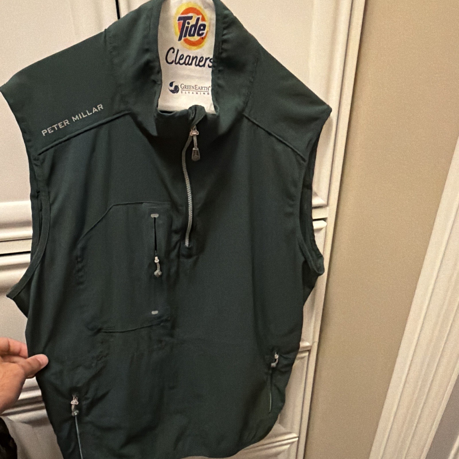 Peter Millar Mens Green 1/4 Zip Golf Windbreaker Vest M Polyester Blend $115MSRP