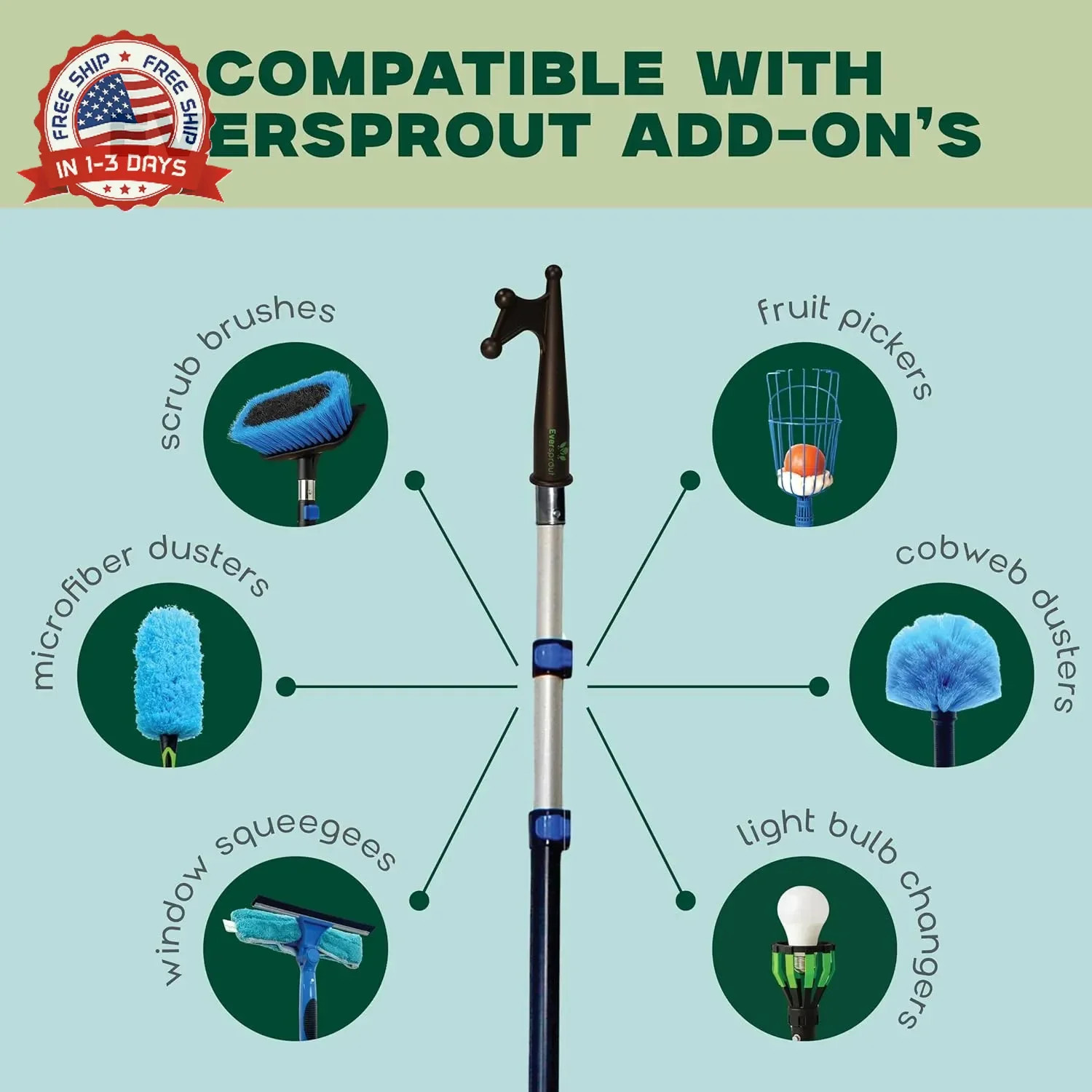 EVERSPROUT Telescoping Boat Hook | Floats, Scratch-Resistant, Sturdy Design | Du