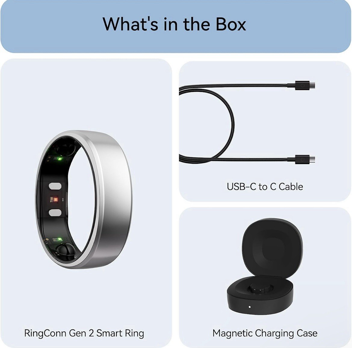 NEW RingConn Gen 2 Ultra-Thin Smart Ring Size 10 Future Silver Health Tracking
