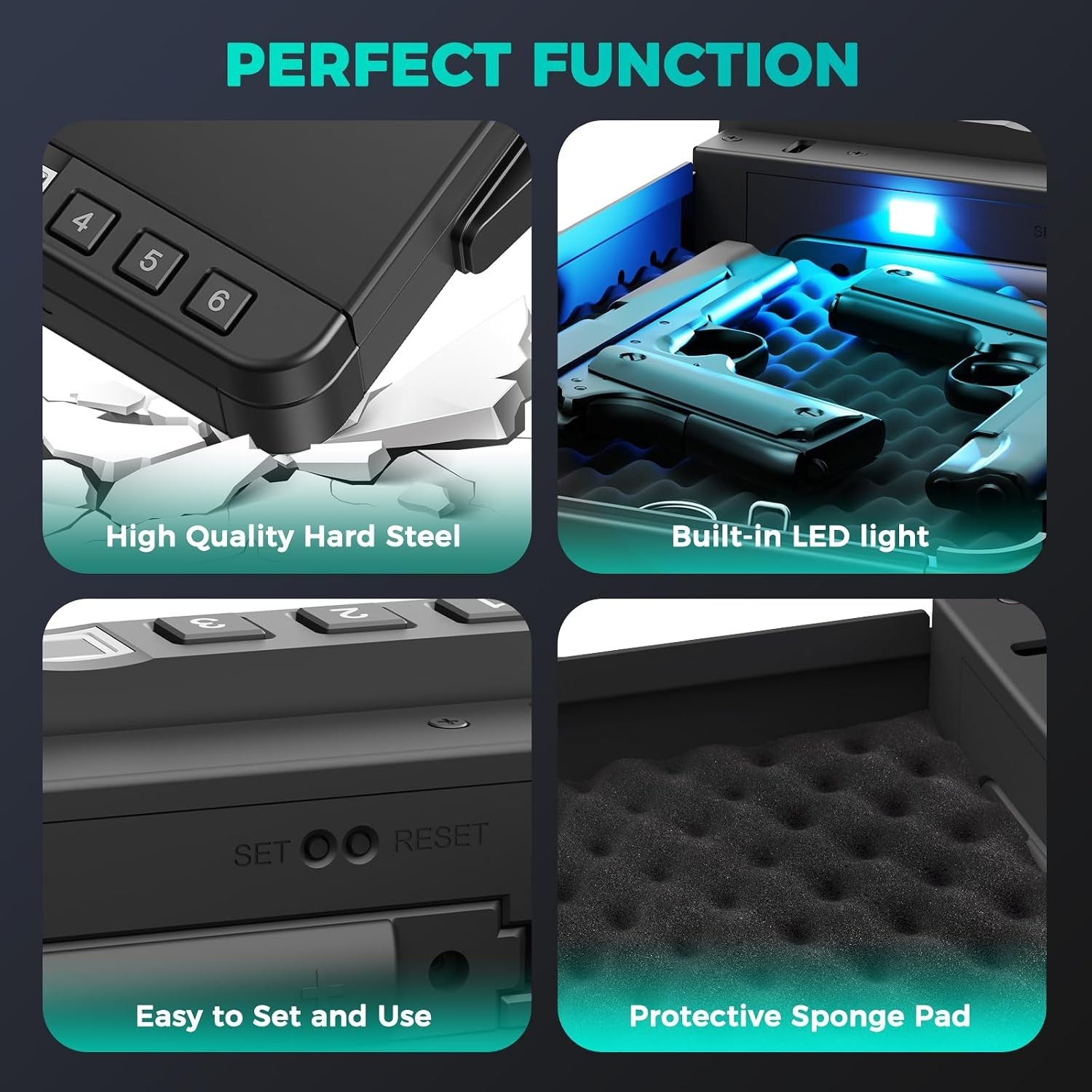Security-Focused Biometric Handgun Safe – Rechargeable and Scratch Resistant