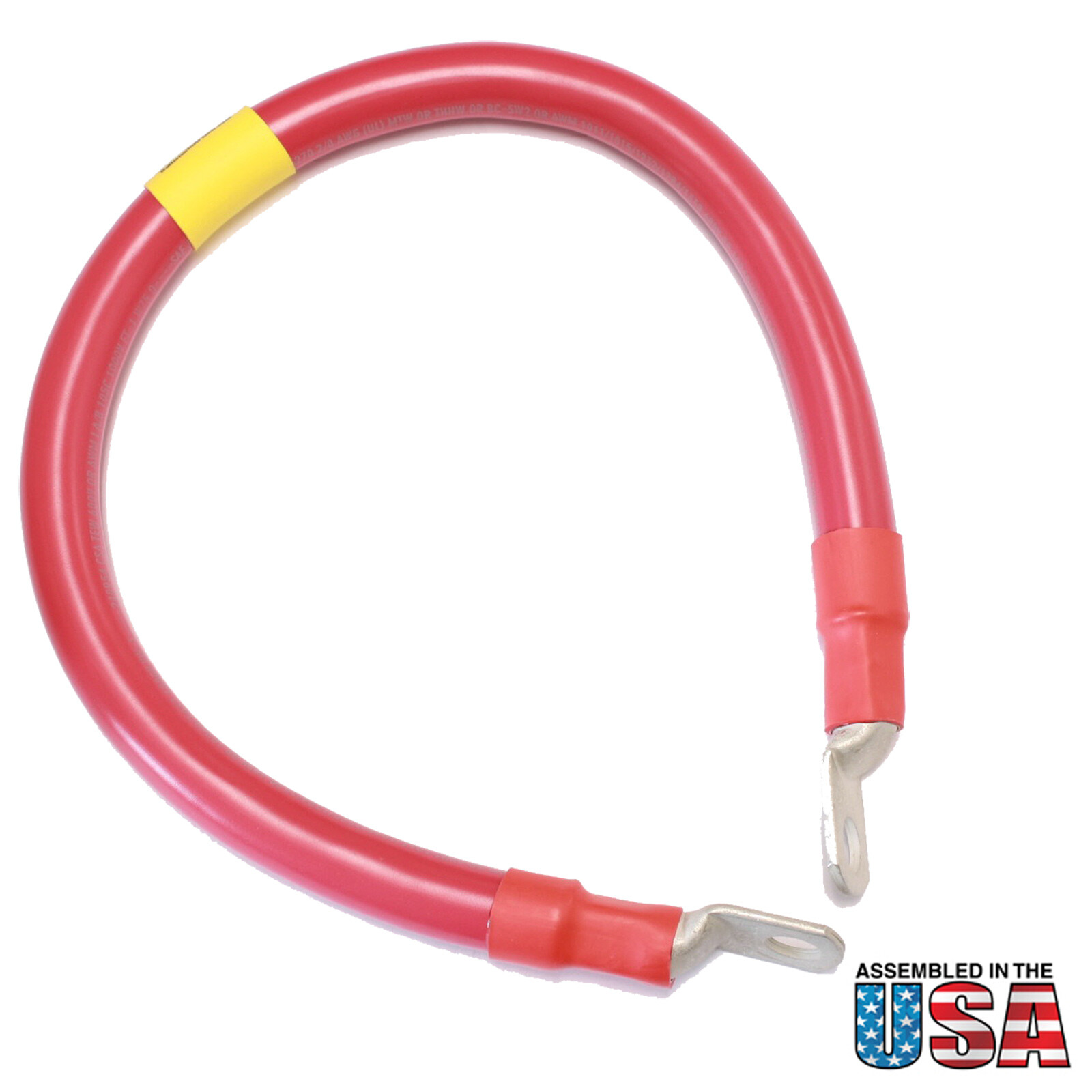 2/0 Red Battery Interconnect Cable 10″ with 3/8″ Lugs ASSEMBLED IN USA