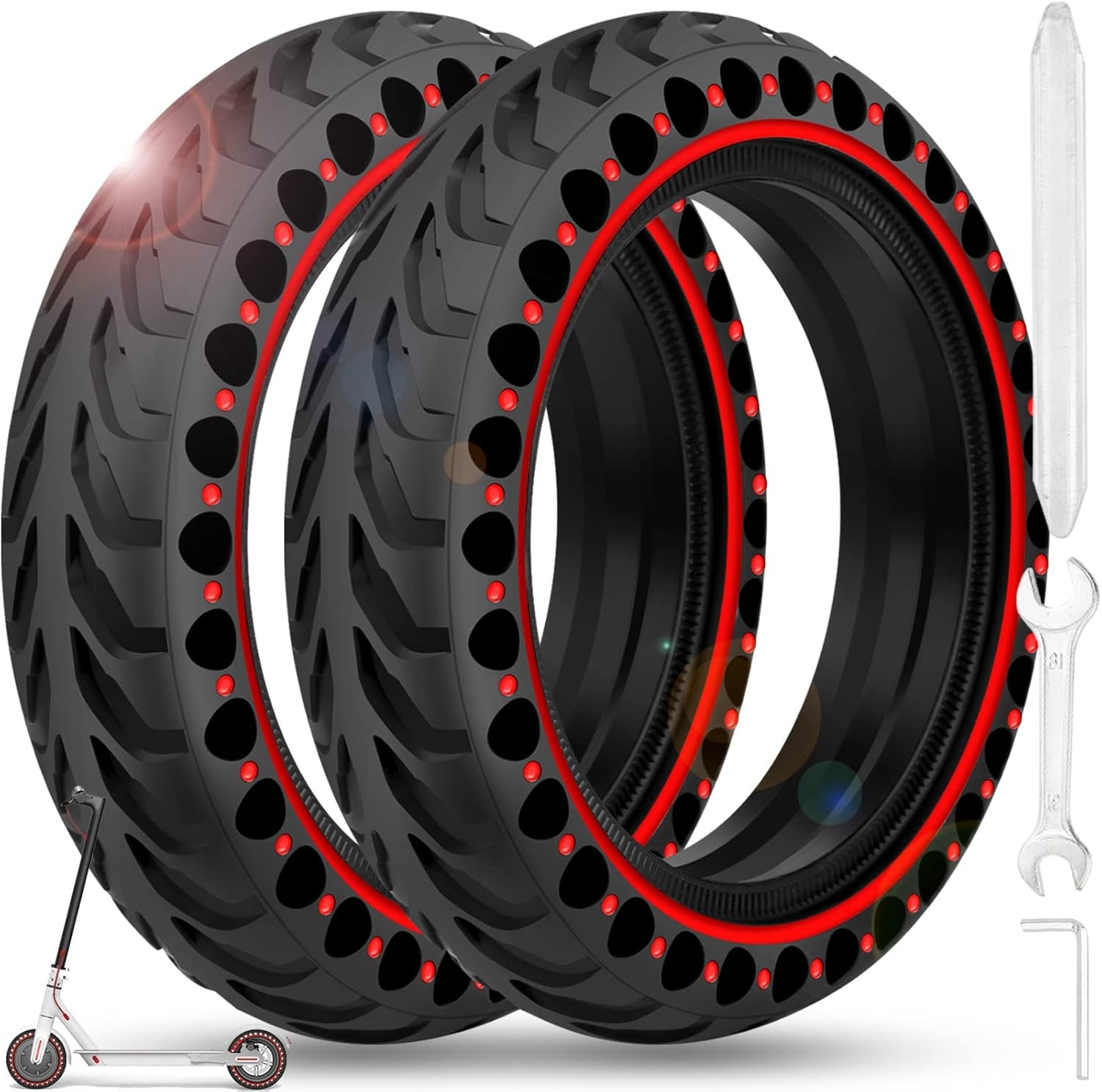 BANGTING 2PCS 8.5×2 inches Solid Tires for 8.5 x 2, 50/75-6.1, 8 1/2 x2, Red