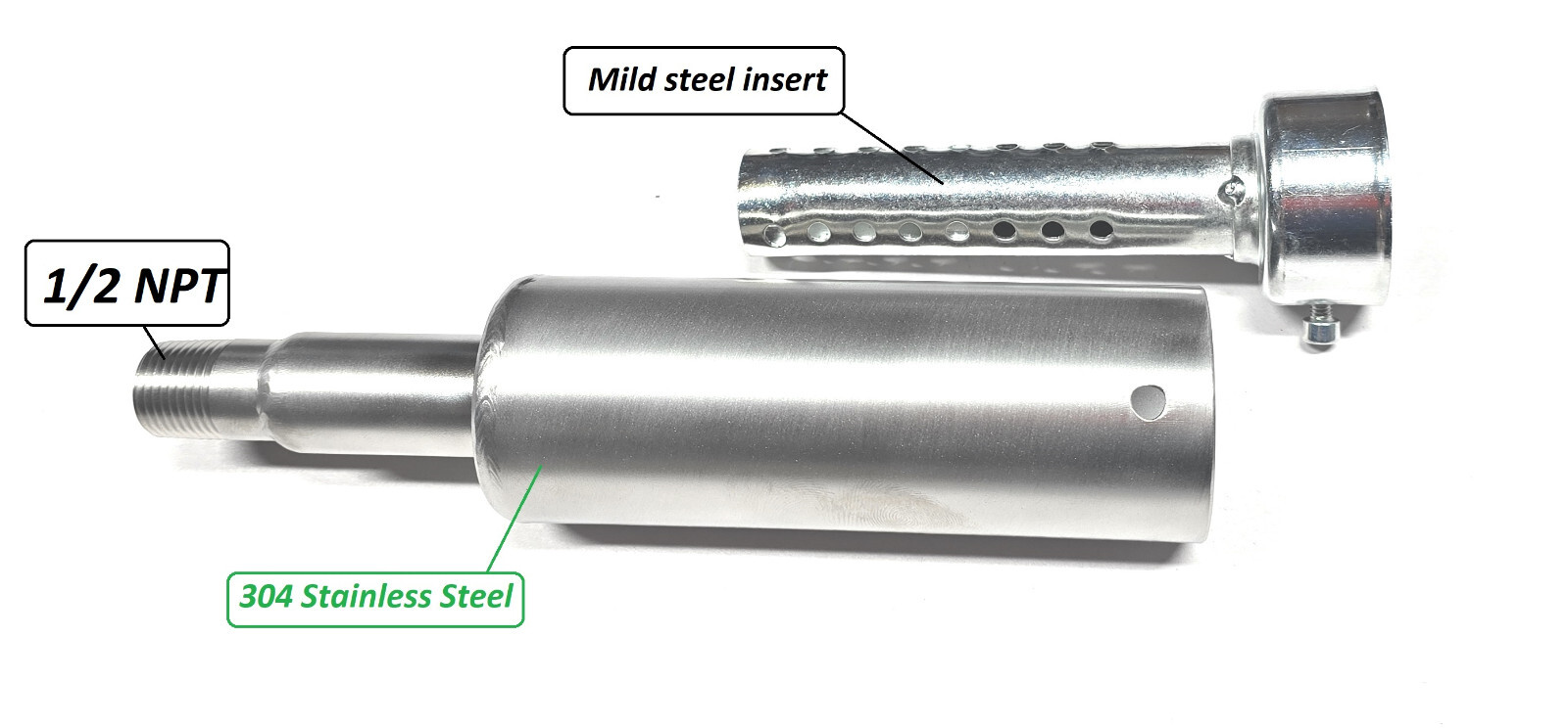 Stainless steel Muffler with 1/2 male thread (check photos)