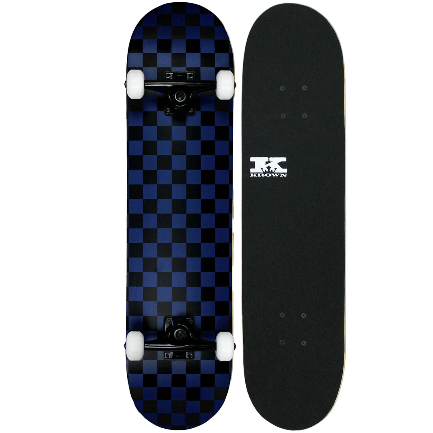 Krown Rookie Skateboard Complete Black/Blue Checker 7.75″