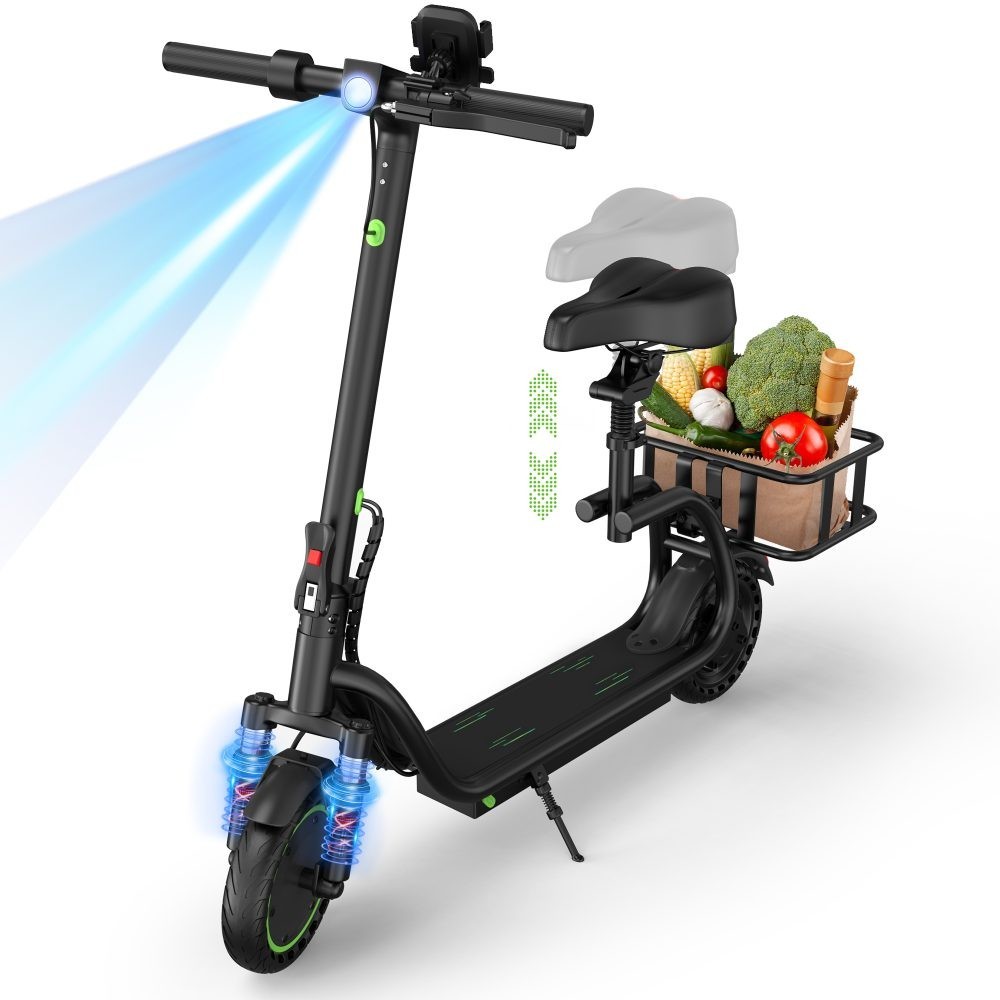Electric Scooter with Seat 350W 19MPH 15-17Miles 5.2Ah App Control Foldable