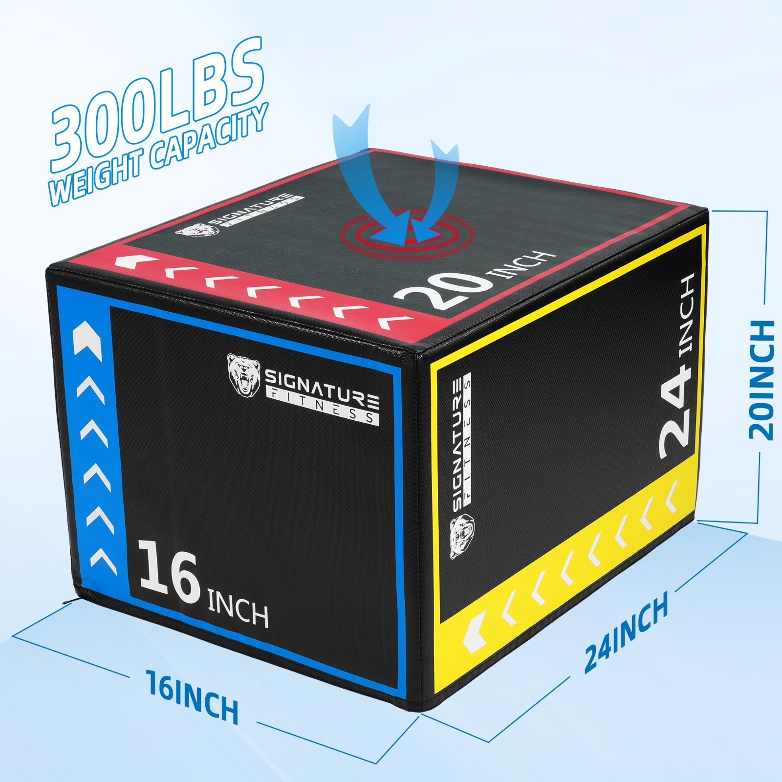 Signature Fitness 3-in-1 Foam Plyometric Box 16/20/24″ Jump Gym Training Block