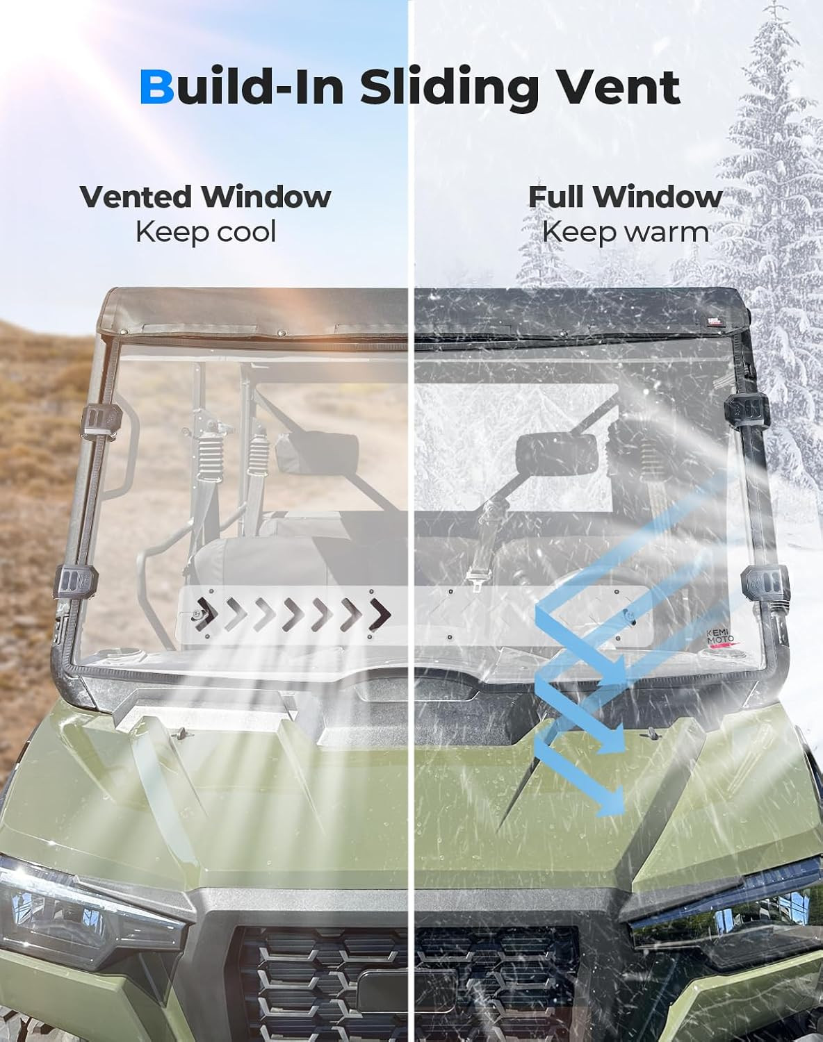 Scratch-Resistant Front Full Windshield with Vents for Tracker 800SX
