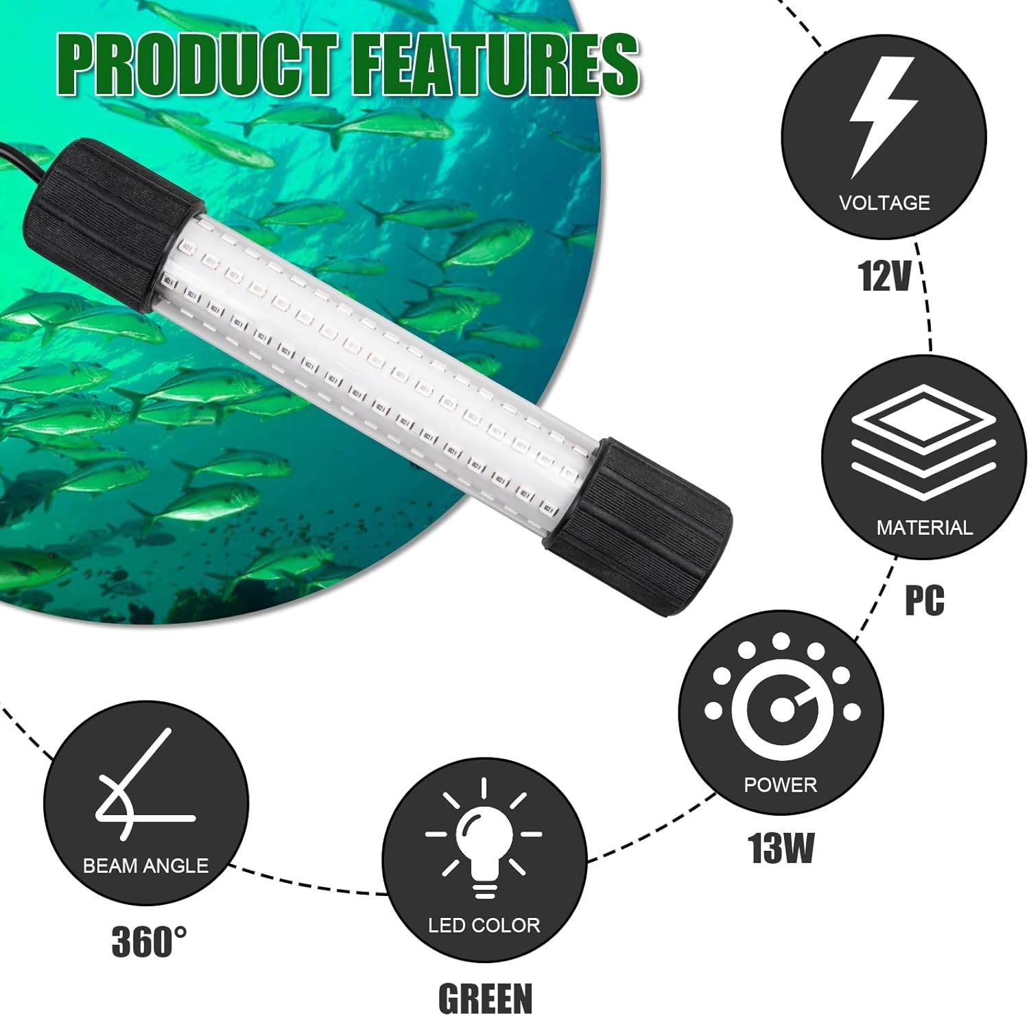 1200000Lumens LED Light Deepsea Underwater Boat Fishing lure LED Fish Light Lamp