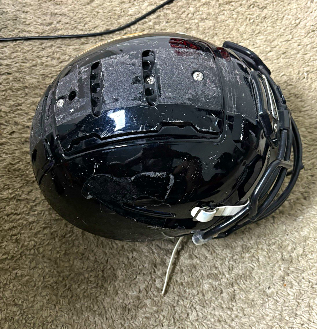 F7 Schutt Full Face Football Helmet Large Black/White w/ Facemask Chin Strap