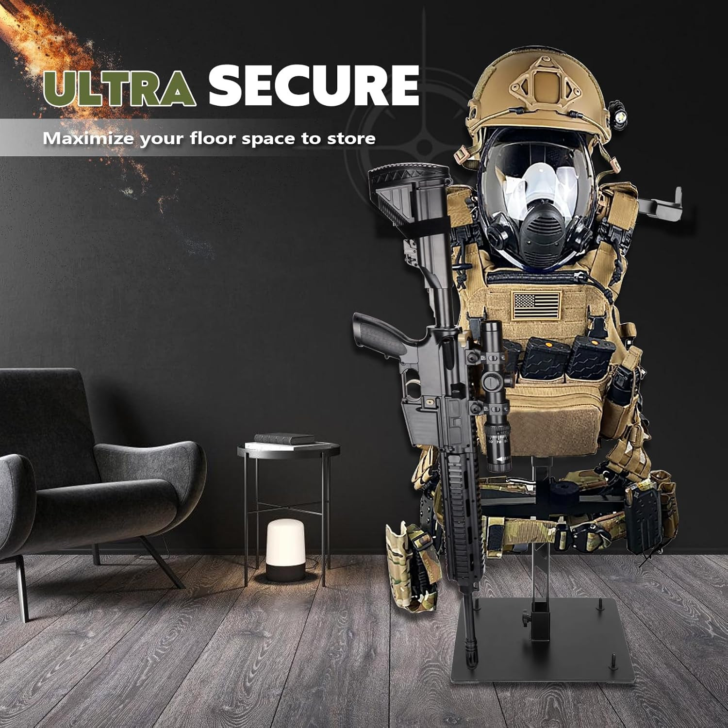 Heavy Duty Steel Tactical Gear Stand – Hold up to 100 Lbs Helmet Vest Belt Displ