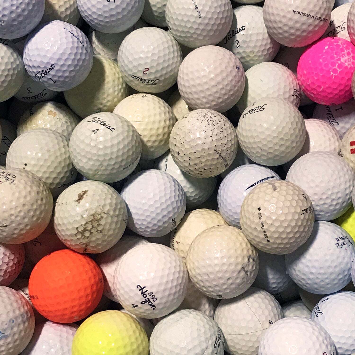Assorted Hitaway/Practice Recycled Used Golf Balls, Color Mix – 100 Count