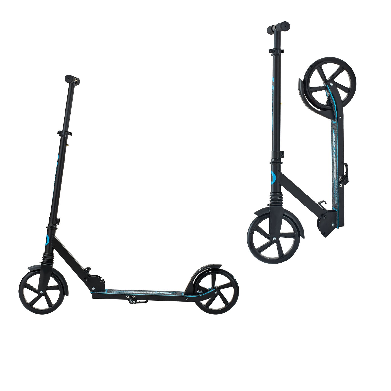2-Wheel Kick Scooter Adjustable Handlebar for Kids Teens Adults Black Blue