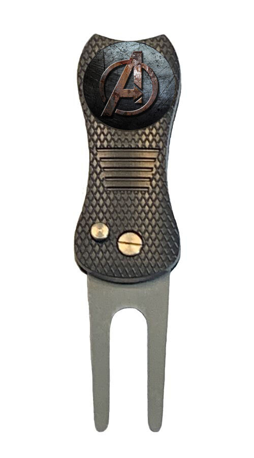 Avengers Marvel Logo Golf Ball Marker w/ Premium Switchblade Divot Tool