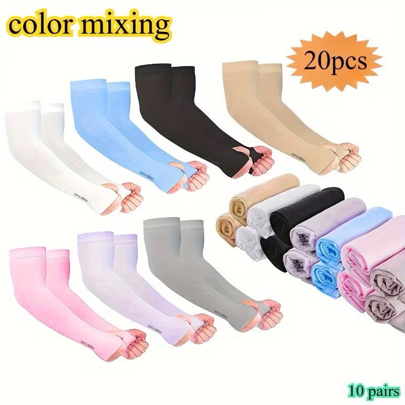 10 pairs (20 pcs) Cooling Arm Sleeves Cover UV Sun Protection Sport Outdoor Golf