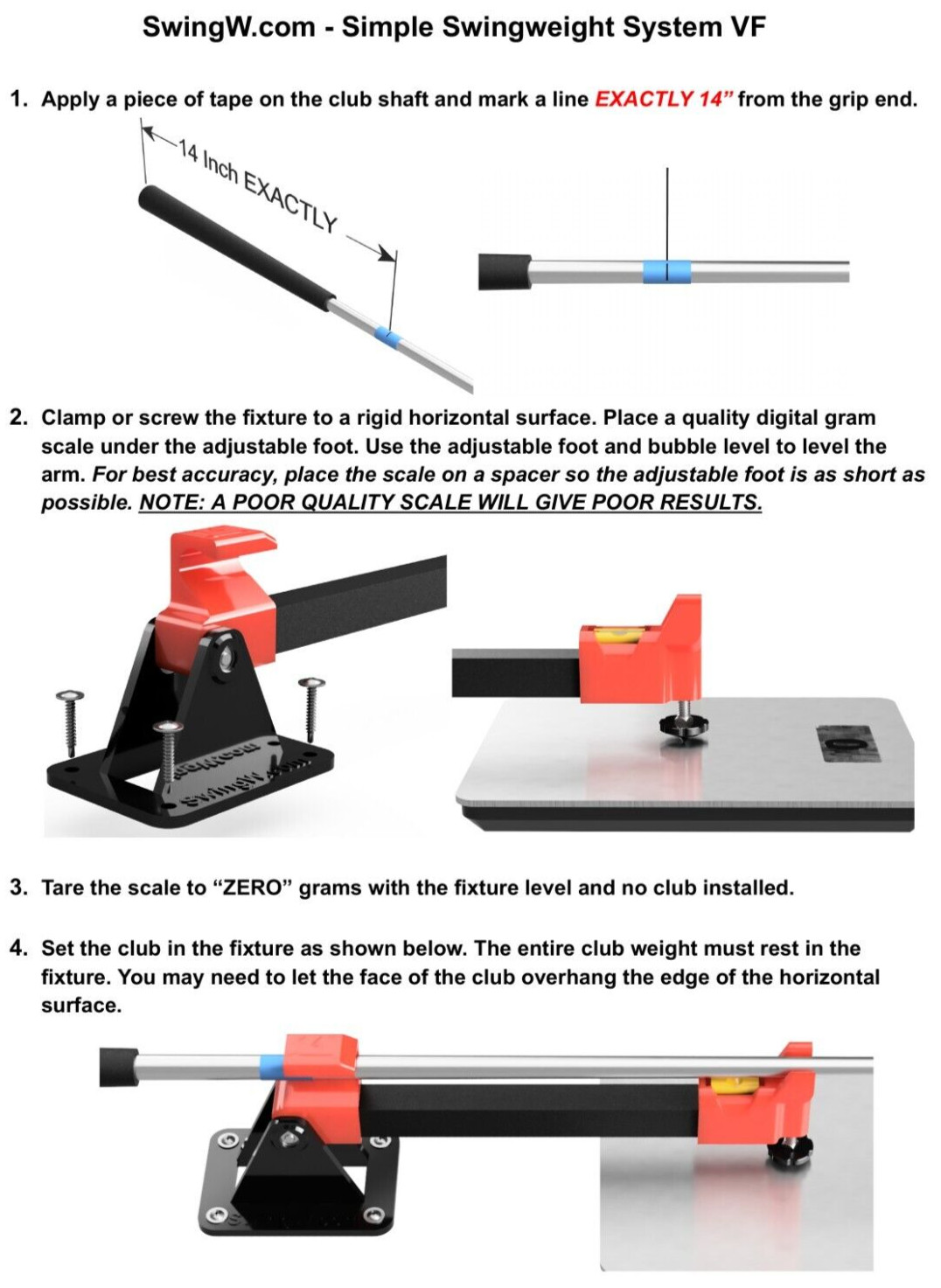 SwingW.com – Simple Swingweight Scale VF. Use 1 digital scale (not included)
