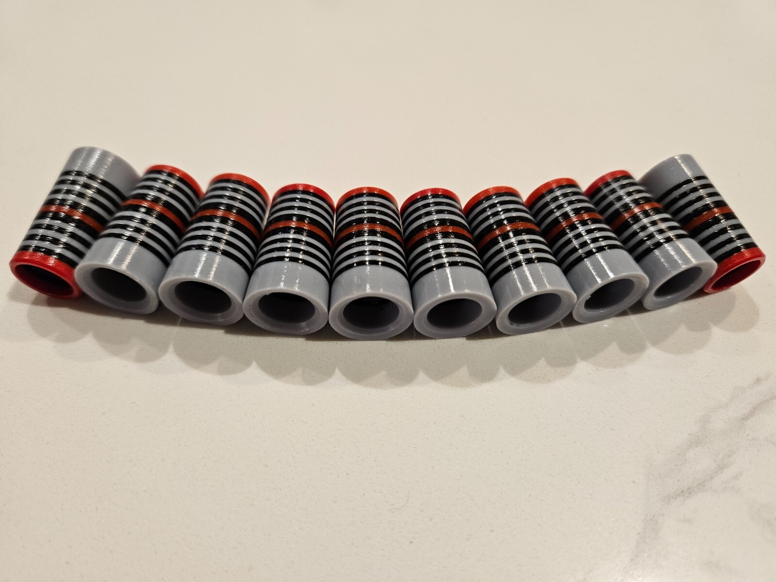 (10) Custom Golf Iron Ferrules Firehouse Gray, Red and Black – Pick Diameter