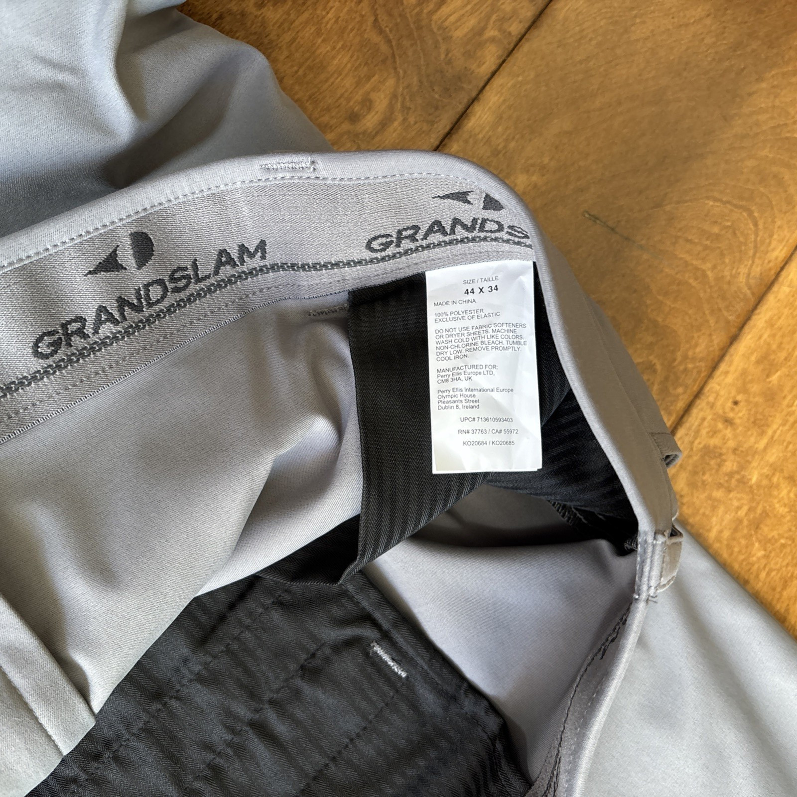 Grand Slam Performance Mens Golf Pants 44W 34L Stretch Gray Quiet Shade UPF50