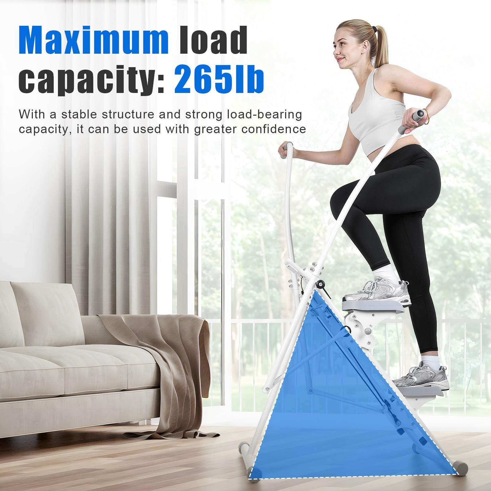 265lbs Capacity Home Stair Stepper LCD Display Foldable Cardio Fitness Machine