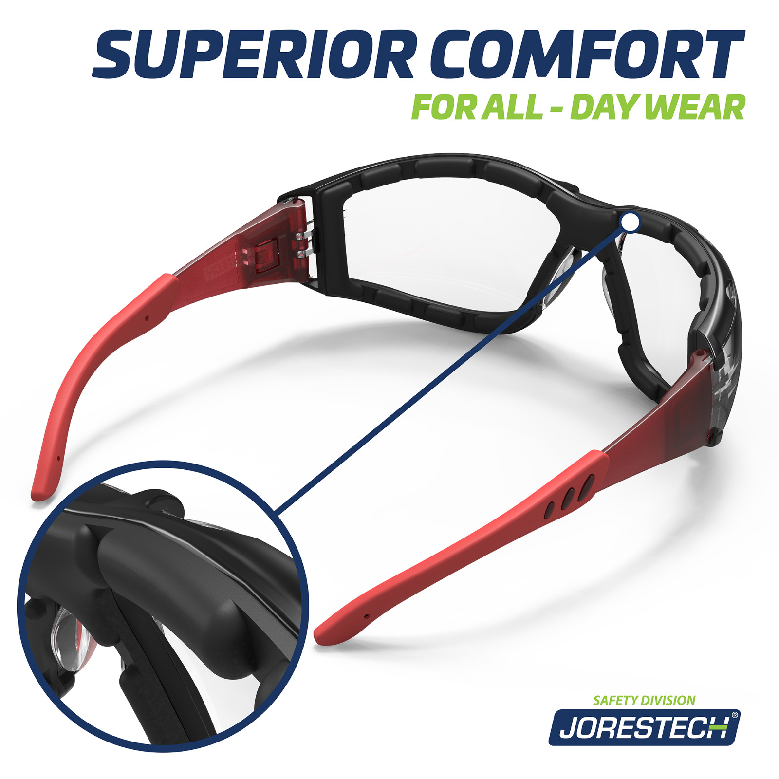 Safety Glasses Goggles Clear hybrid Foam Padded Work Lab Anti fog JORESTECH