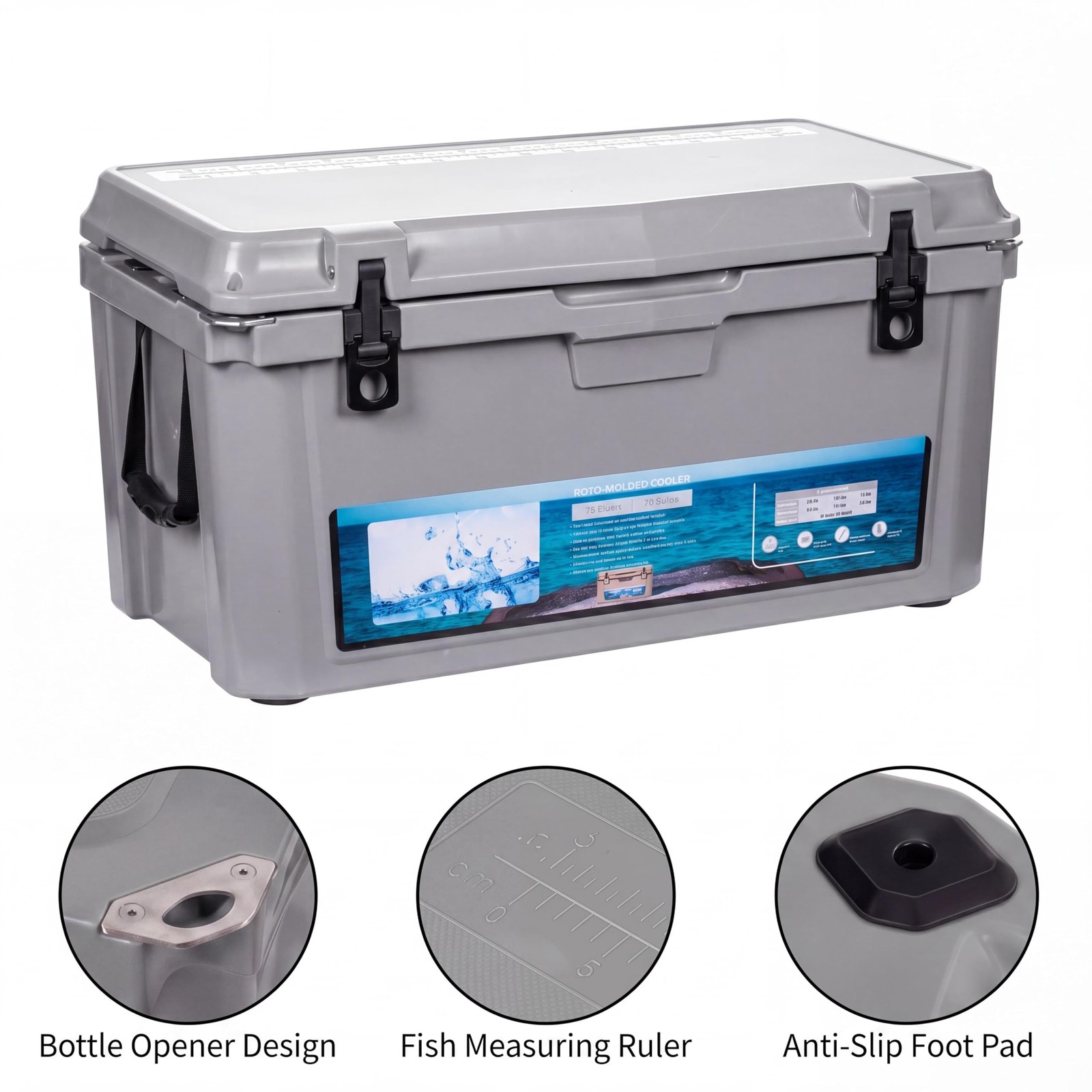 45/70/75/110qt Camping Cooler,Extra-Thick Insulation Keeps Ice Up to 7 Days,Picn