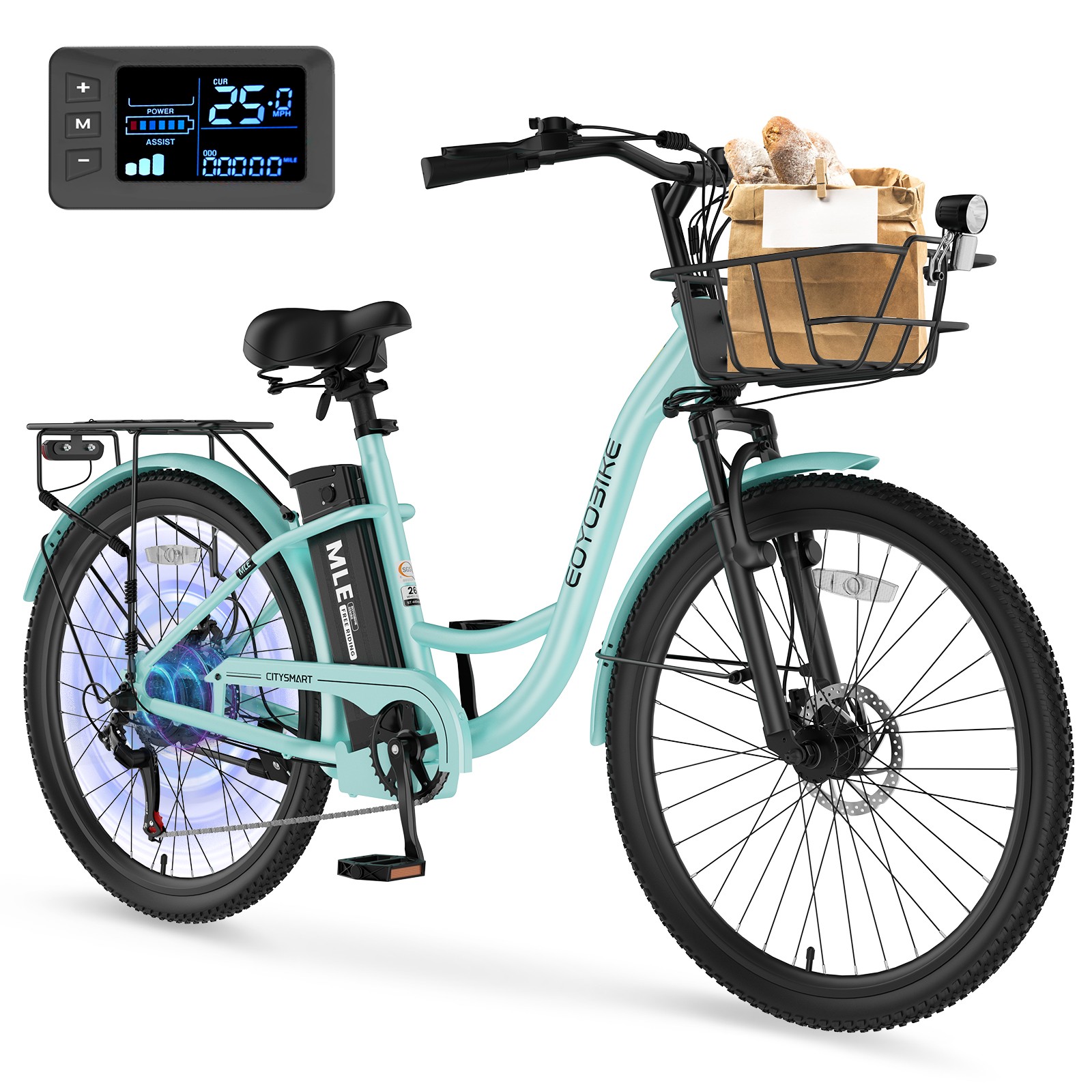 SLSY Electric Bike for Adult Women 24 26Inch Step Through City Cruiser Ebikes