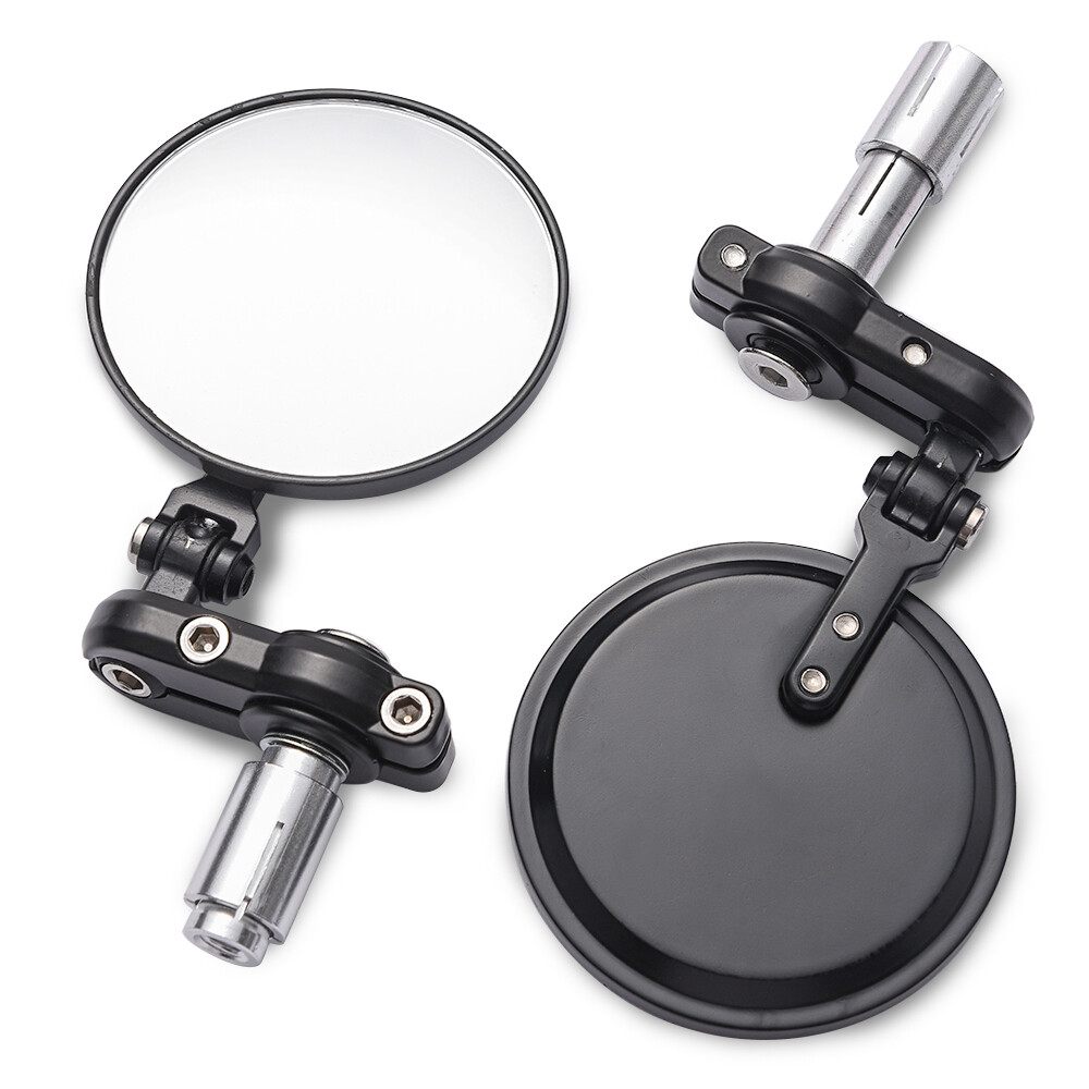 1 Pair 7/8″ 22mm Motorcycle Rear View Handle Bar End Side Rearview Mirrors Black