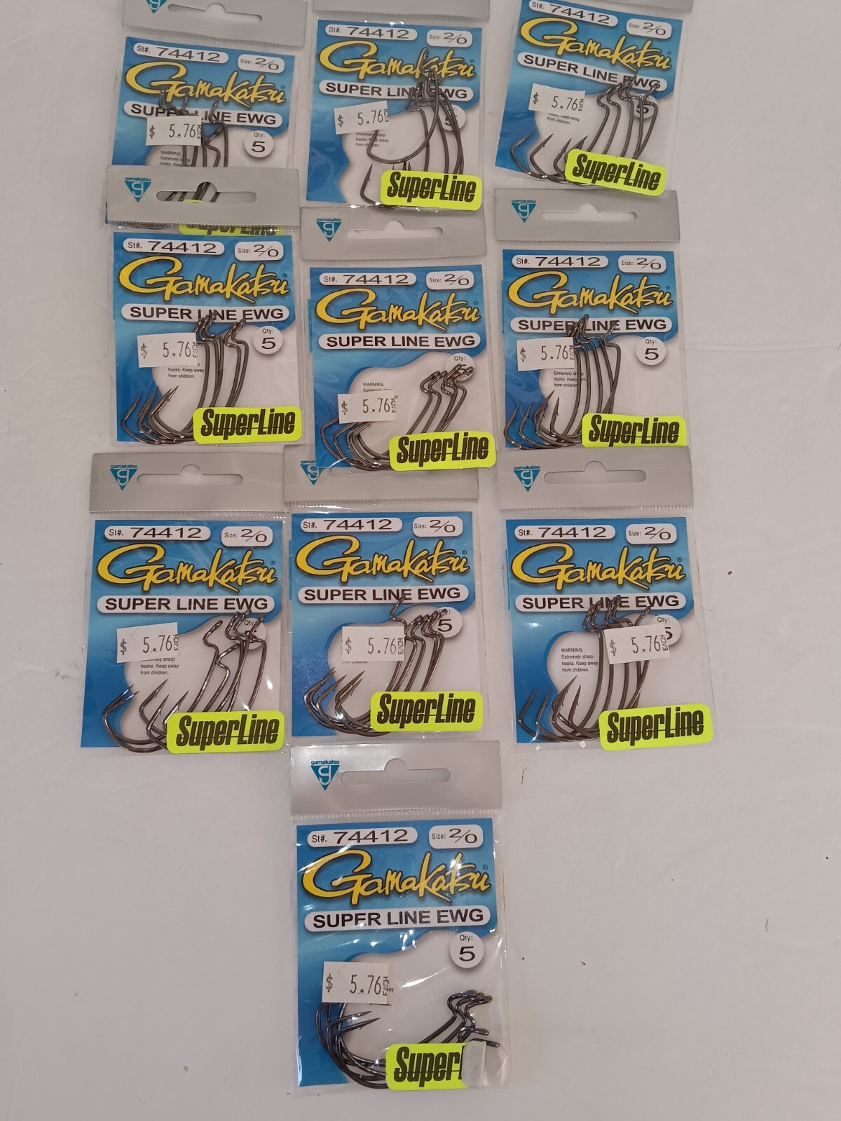 10 Packs Gamakatsu Superline EWG Hooks 2/0 74412