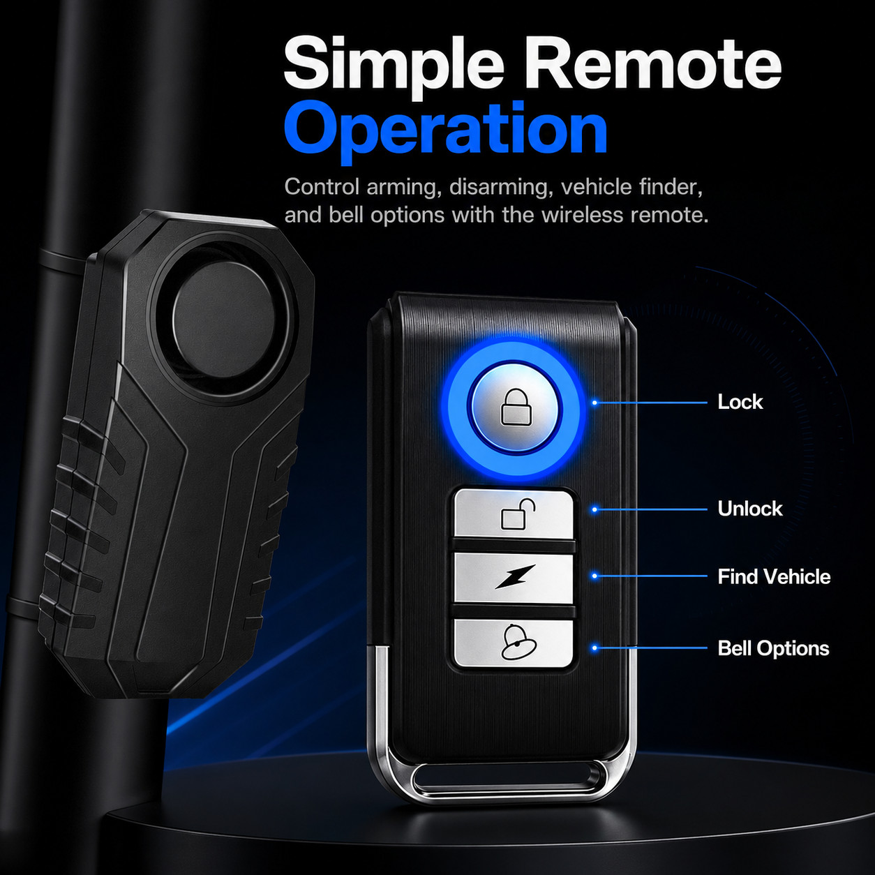 Wireless Bike Alarm with Remote 113dB Anti-Theft Vibration Motorcycle Waterproof