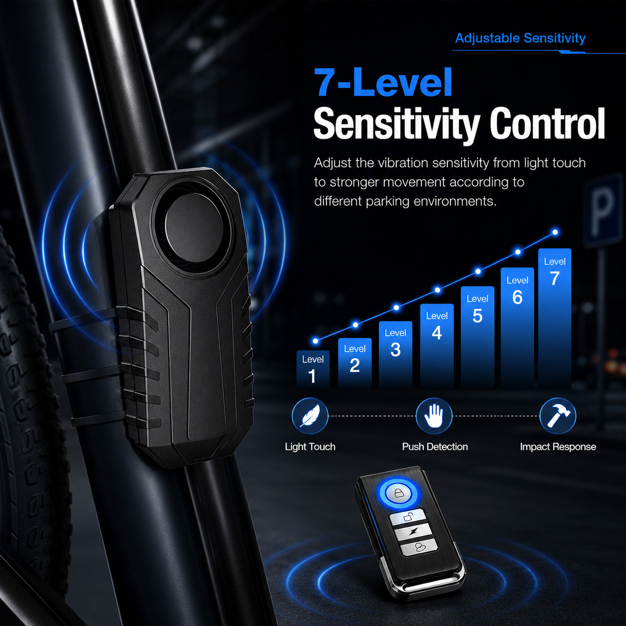 Wireless Bike Alarm with Remote 113dB Anti-Theft Vibration Motorcycle Waterproof