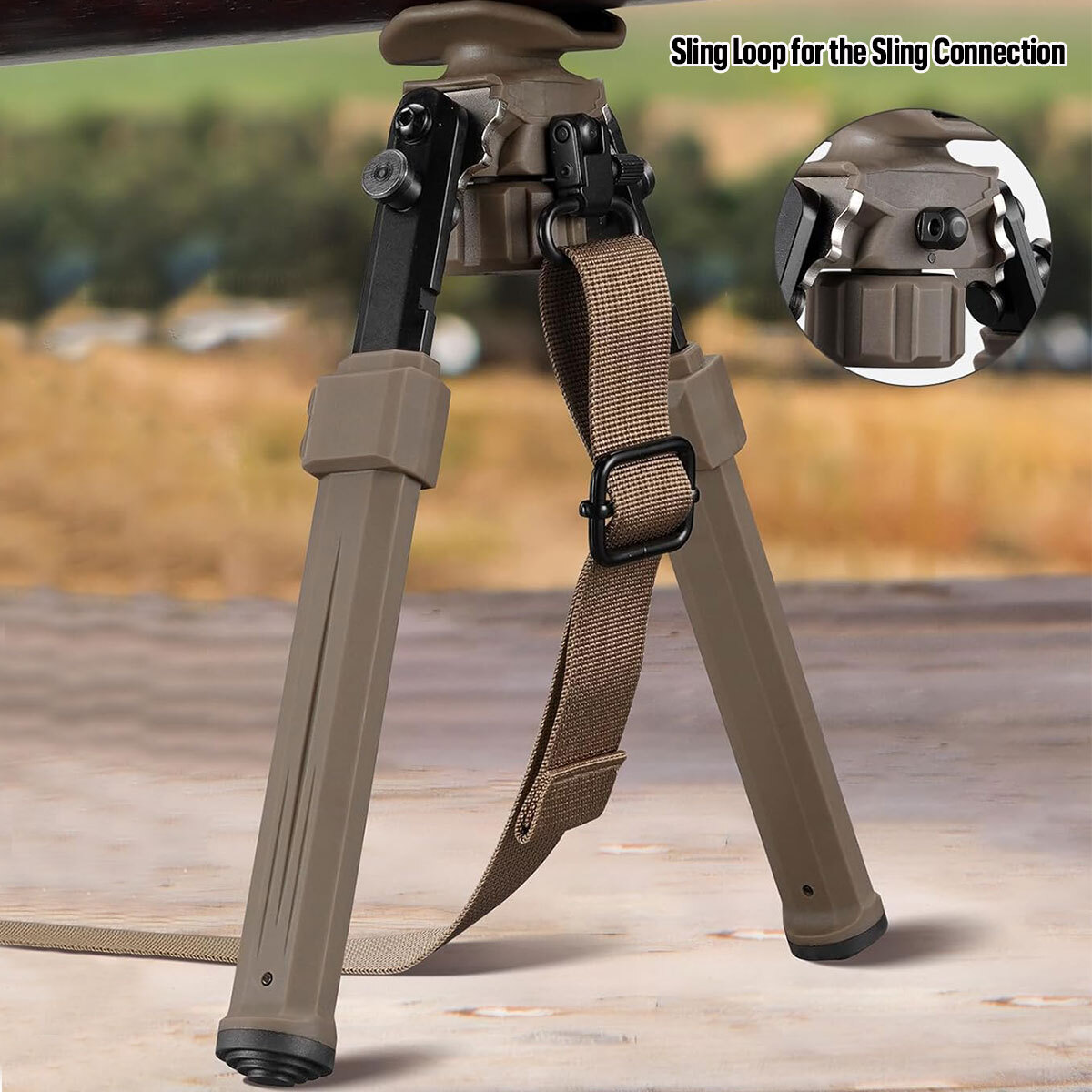 Hunting Rifle Bipod Lightweight Adjustable 7.5-10.5″ for Sling Swivel Stud Mount