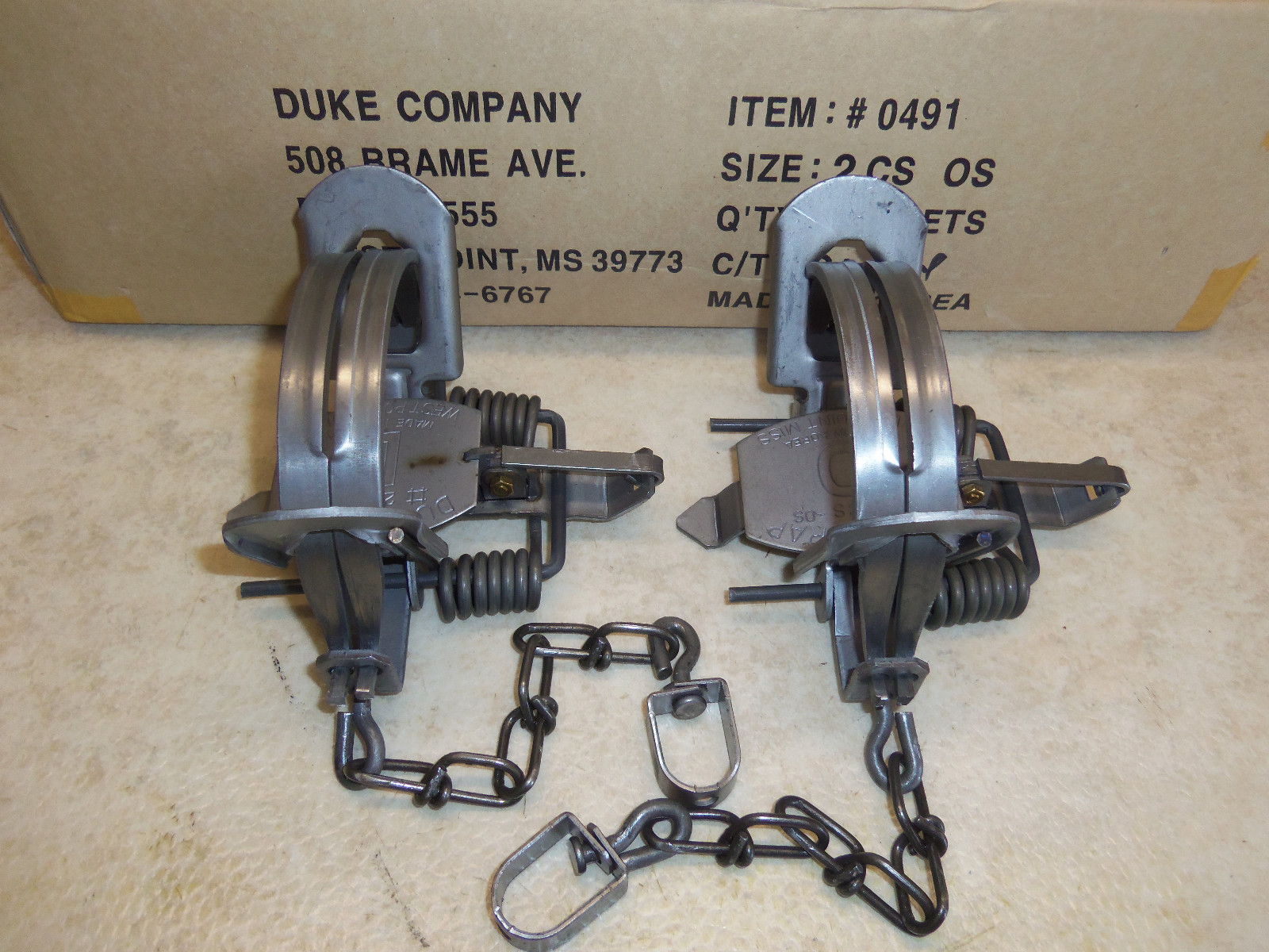 2 New Duke # 2 OFFSET Coil Spring Traps 0491 Bobcat Coyote Lynx Trapping