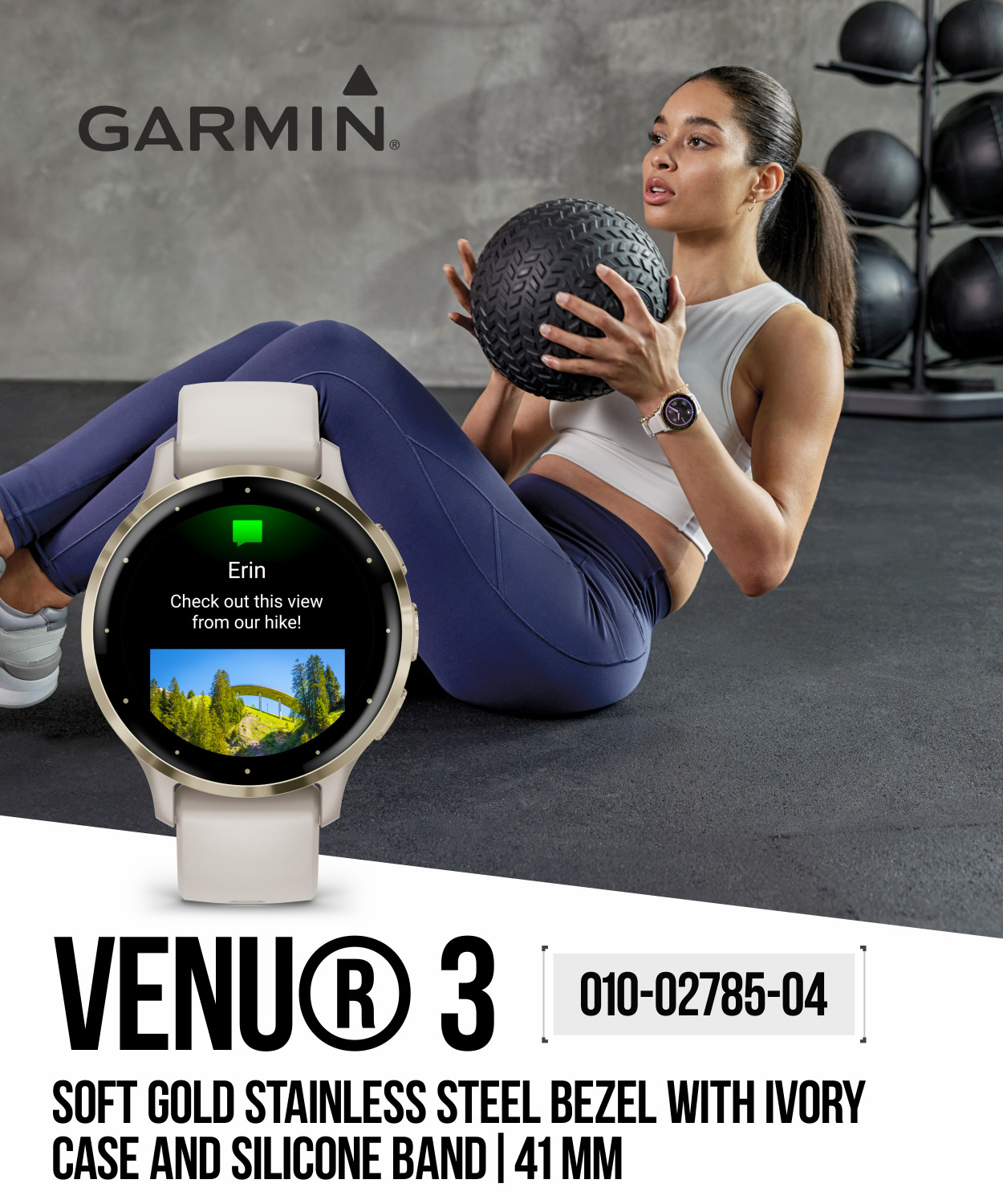 Garmin Venu 3S GPS Smartwatch AMOLED Display 41mm Fitness Health Soft Gold/Ivory