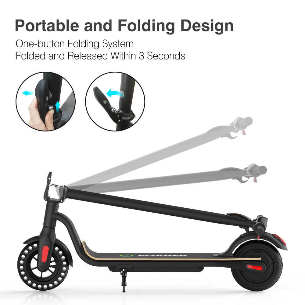 FOLDING ADULT ELECTRIC SCOOTER, LONG RANGE, 250W, UP TO 15MPH, 36V 5.2AH ^ 7.8AH