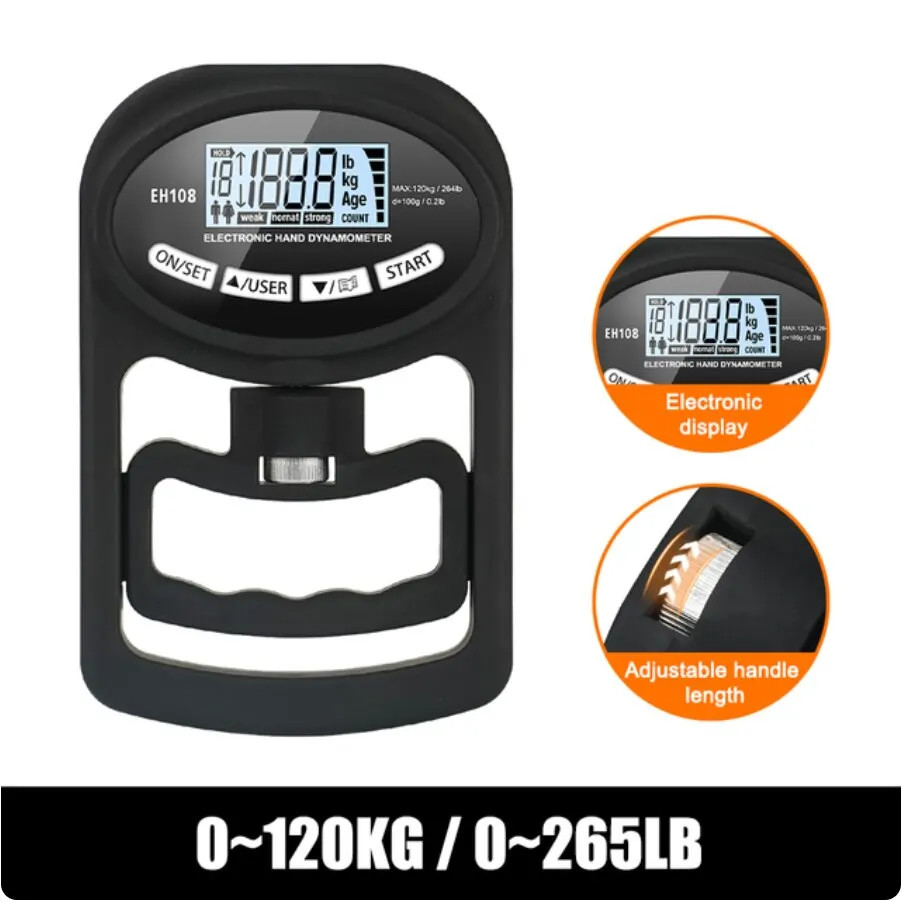 Seizure Force Tester 265Lbs 120Kg Digital Dynamometer Hand Gripper US