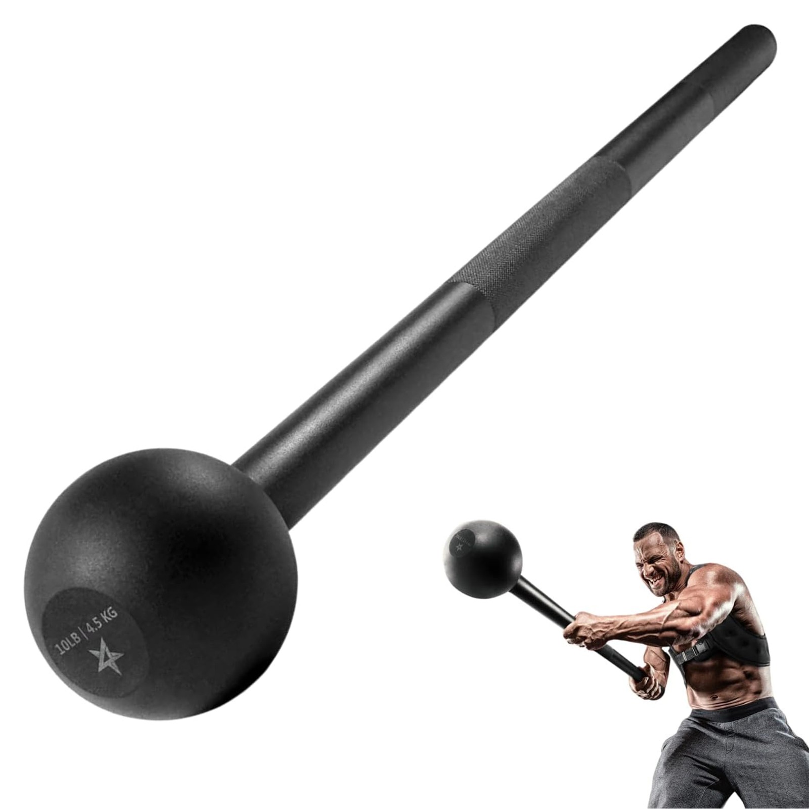 Yes4All Steel Mace Bell for Strength Training, and Forearms Workouts, 10 Pounds