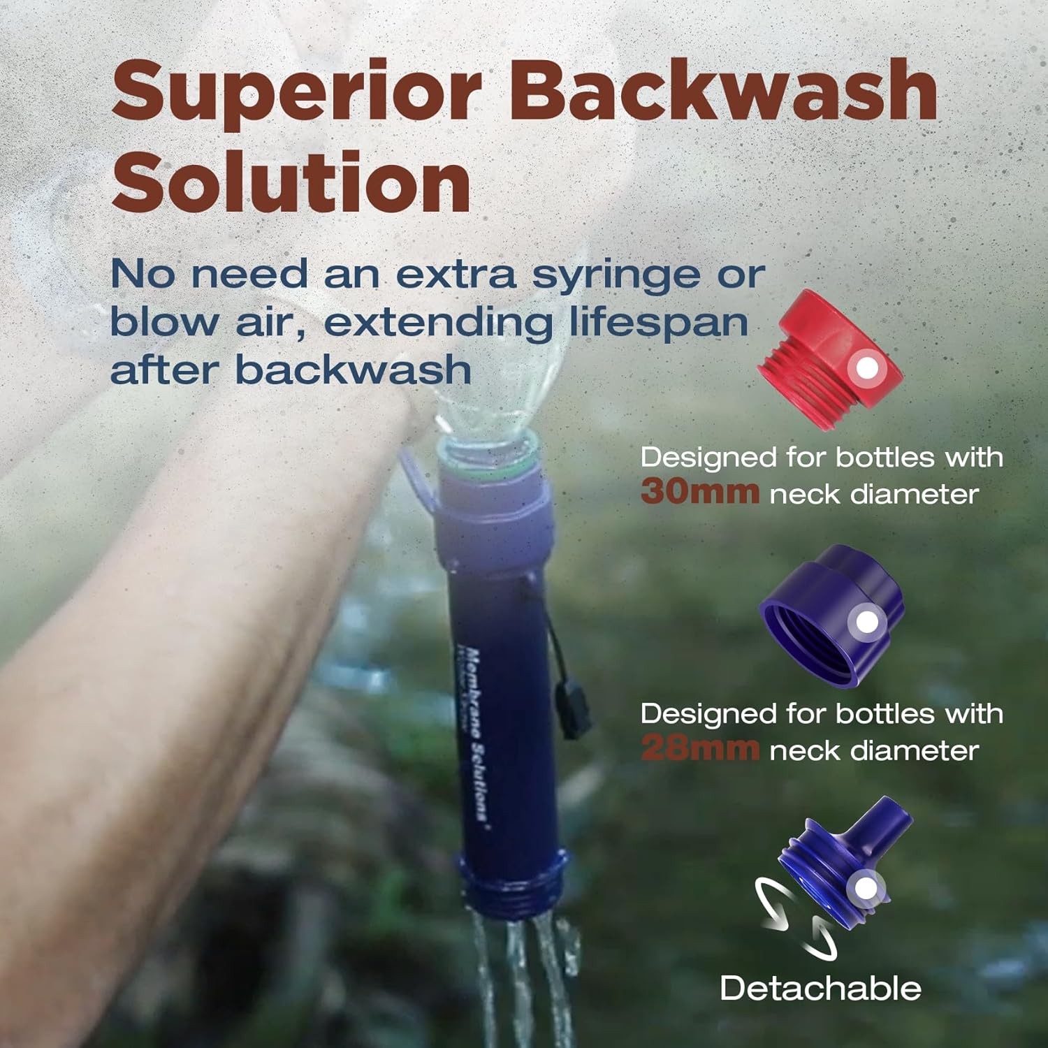 Portable Water Filter Purification Straw 4Stage UF Membrane for Hiking,Emergency