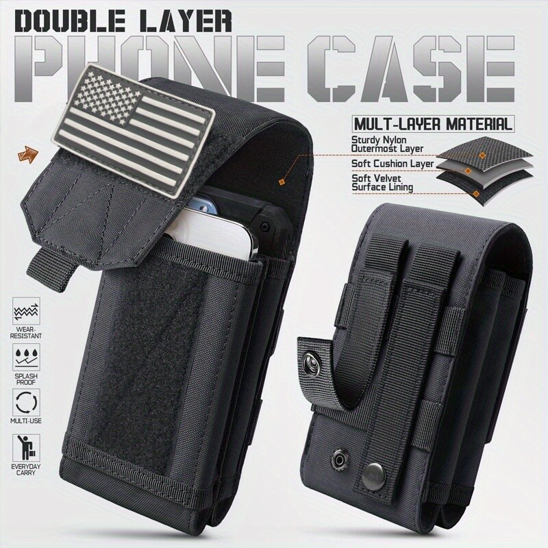 Tactical Outdoor Phone Pouch with American Flag Adjustable Strap