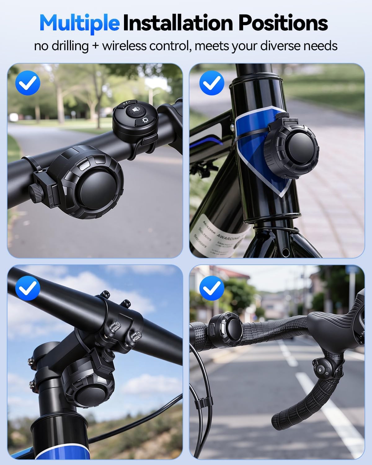 POWVINE Bike Horn – Wireless Remote Control, 120dB Loud Electric Bicycle Horn..