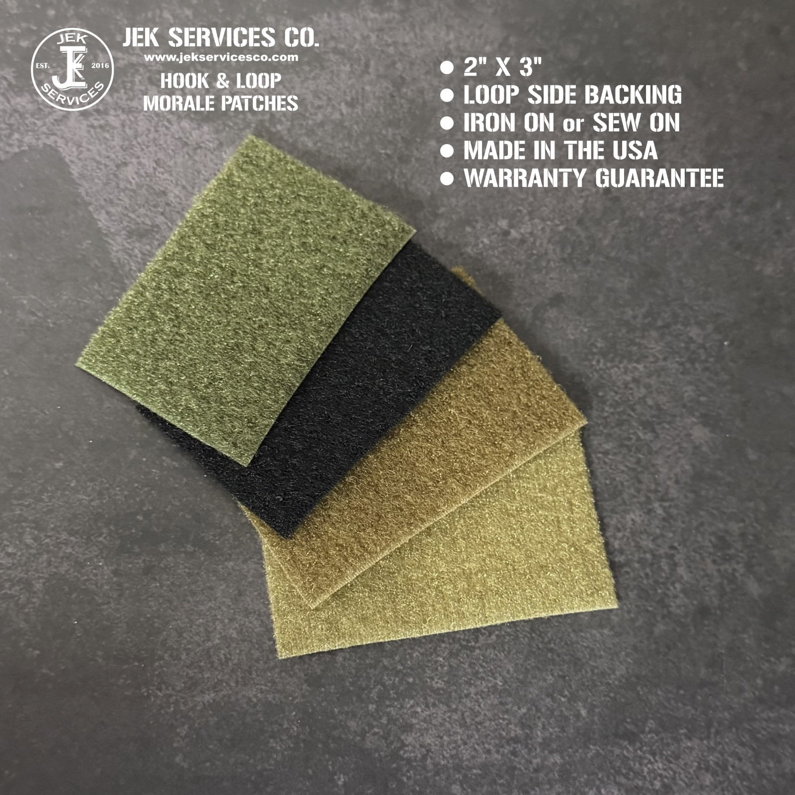 Loop Side Backing for Morale Patches 2×3 Iron On or Sew On, Hook & Loop System